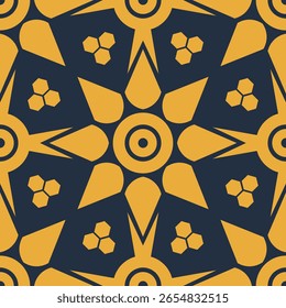 Descubra um design de padrão azul e dourado impressionante! Ideal para decoração ou têxteis.
