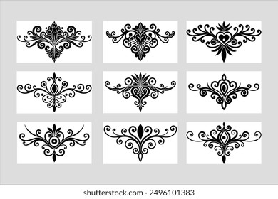 Discover a stunning bundle of vintage calligraphic ornate decoration elements, perfect for enhancing your designs with classic elegance and intricate detail