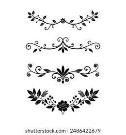 Discover a stunning bundle of vintage floral divider silhouettes, perfect for enhancing your designs with timeless elegance and intricate botanical details