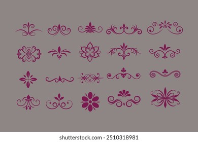  Discover a stunning collection of vintage decorative elements and ornaments in vector format. Perfect for enhancing your design projects with elegant and intricate details.