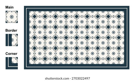 Discover a stunning geometric tile pattern ideal for backgrounds and textile designs in various interior decoration projects.