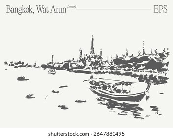 Descubra a impressionante vista panorâmica do Wat Arun em Banguecoque Um instantâneo tranquilo do rio espera por você