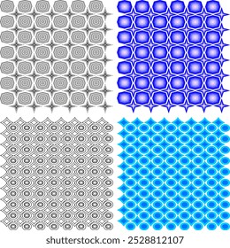 "Discover a stunning set of 4 geometric abstract pattern designs, perfect for modern projects. These high-quality EPS files feature bold shapes and vibrant colours, ideal for web design.