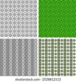 "Discover a stunning set of 4 geometric abstract pattern designs, perfect for modern projects. These high-quality EPS files feature bold shapes and vibrant colours, ideal for web design.