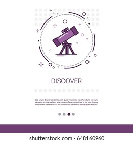 Discover Telescope Astronomy Science Web Banner With Copy Space Vector Illustration