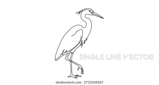 Discover this beautiful oneline drawing of a wading bird, ideal for contemporary branding, wall art, or educational materials, capturing wildlife with artistic simplicity