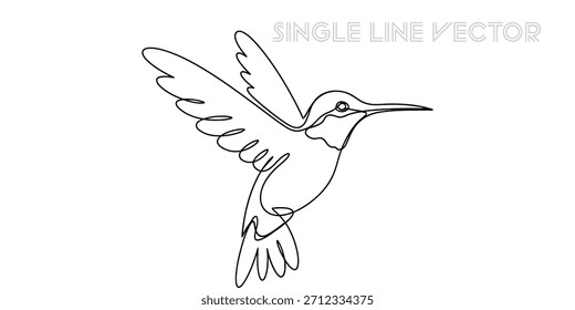 Descubra Esta hermosa ilustración de arte de una sola línea de un colibrí, un símbolo de alegría y ligereza, perfecto para varios proyectos creativos y estética contemporánea