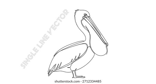 Descubra este hermoso arte de una sola línea de pelícano, perfecto para el diseño moderno, logotipos, materiales educativos y temas de vida silvestre Su estilo limpio y simple ofrece una ventaja visual versátil