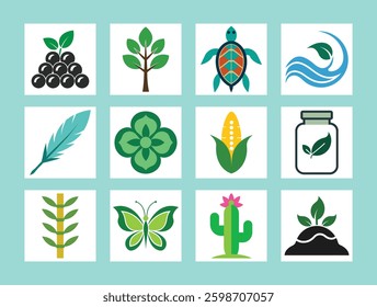 Discover this Bioplastic Vector Icon Bundle, perfect for eco-friendly and sustainability projects! This collection features 12 beautifully designed icons