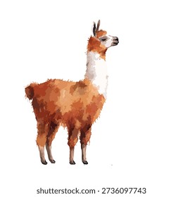 Discover this charming llama vector art, ideal for graphic design projects, educational materials, and South American travel themes.