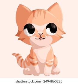 Discover this charming vector of an orange cat sitting contentedly. Perfect for greeting cards, stickers, and digital art. This cute feline adds warmth and playfulness to any design.