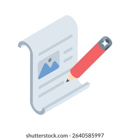 Discover this isometric icon featuring content writing task