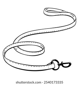 Discover this stylish dog leash, the perfect accessory for pet walking and effective training.Vector sketch illustration. Pet shop