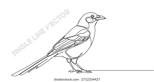 Discover this unique single line illustration of a graceful bird, ideal for minimalist branding, website graphics, or stylish print designs, adding a touch of artistic simplicity