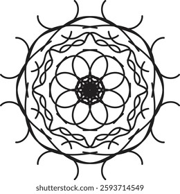 Discover traditional mandala art designs in vector illustration format. Perfect for icons, logos, line art, silhouettes, and clipart. Ideal for adding unique, intricate designs to your projects.