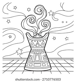 Descubra tranquilidad con este quemador de incienso árabe bellamente diseñado, que libera humo fragante y estrellas celestiales para un ambiente tranquilo y espiritual perfecto para la meditación o la decoración cultural.