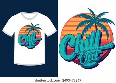 Discover a trendy "Chill Out" text typography vector illustration, perfect for modern and stylish t-shirt designs. Ideal for creating eye-catching and unique apparel