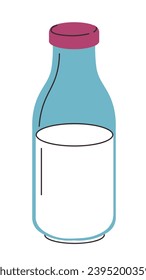 Discover true taste and benefits of dairy products from organic farm. Fresh natural milk without additional preservatives, or artificial additives. Unique bottling technology. Vector in flat style