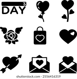 Discover the ultimate Valentine's Day Icons Pack with a sleek white background, featuring beautifully crafted heart shapes, romantic symbols, and love-themed designs. Ideal for creating greeting cards