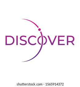 discover vector logo. purple discover word and planet concept