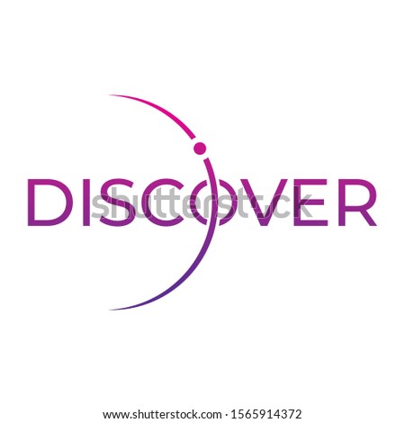 discover vector logo. purple discover word and planet concept