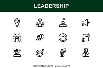 Discover a versatile leadership icon pack offering modern line illustrations tailored for management, strategy, and executive communication needs.