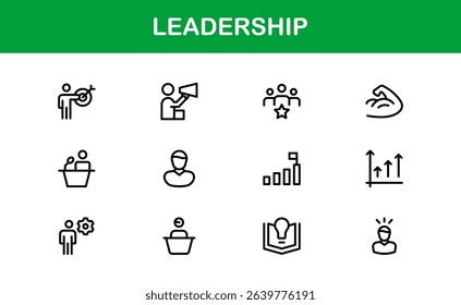 Discover a versatile leadership icon pack offering modern line illustrations tailored for management, strategy, and executive communication needs.
