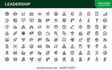 Discover a versatile leadership icon pack offering modern line illustrations tailored for management, strategy, and executive communication needs.