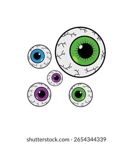 Descubra uma coleção vibrante de olhos peculiares com padrões únicos. Ideal para projetos criativos, esta ilustração colorida acrescenta um toque divertido.