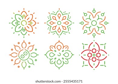 Discover vibrant and colorful Indian mandala designs in line art.