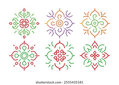 Discover vibrant and colorful Indian mandala designs in line art.