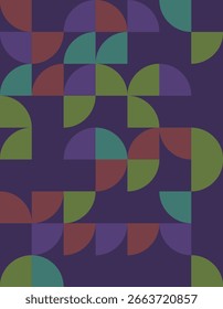 Discover a vibrant geometric pattern inspired by Bauhaus style, featuring bold shapes and a rich color palette. Perfect for various design projects.