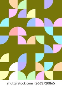Discover a vibrant geometric pattern inspired by Bauhaus style, featuring soft pastels and bold shapes. Perfect for modern art and design projects.