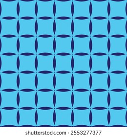 Discover a vibrant seamless pattern featuring square-with-rounded-sides tiles in blue and pink. This vector template is perfect for backgrounds, designs, and creative projects.
