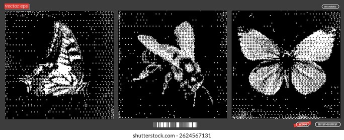 Discover the vibrant world of nature through artistic representations of bee and butterfly silhouettes in a stunning digital canvas