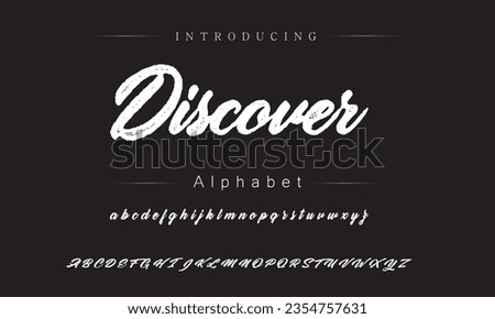 Discover Vintage Brush Script Modern Font. Retro Typeface. Vector Illustration.