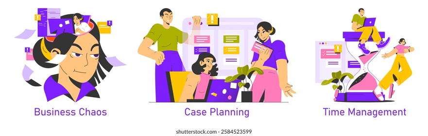Discover visuals that encapsulate business classes, case planning, and effective time management practices