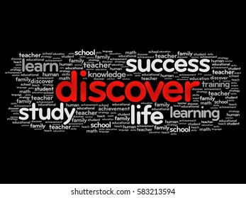 DISCOVER word cloud collage, education concept background