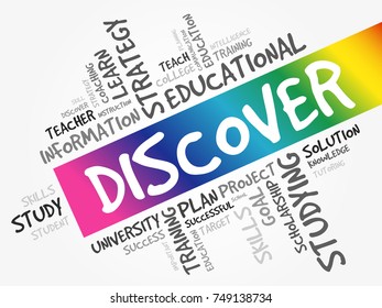 DISCOVER word cloud collage, education concept background