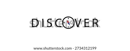 Discover word logo isolated on a white background. discover with compass icon. Vector illustration.