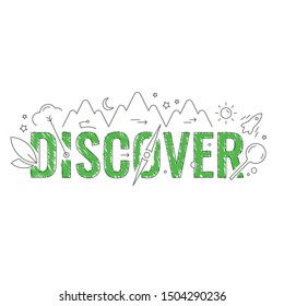 discover word and discover symbols. scribble discover concept. vector illustration