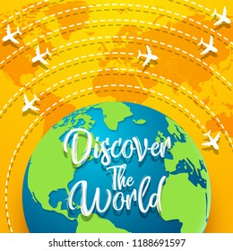 Discover the world concept with flying around the world