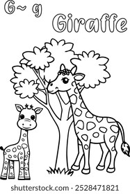 Discover the World of Giraffes: Kids Coloring Page