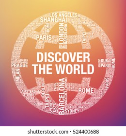 Discover the World quote in globe, tourist vector concept