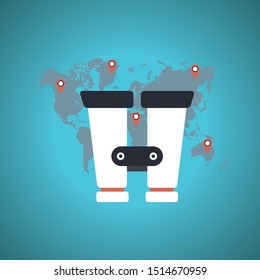 Discover the World.Travel explore. Blue Theme Concept