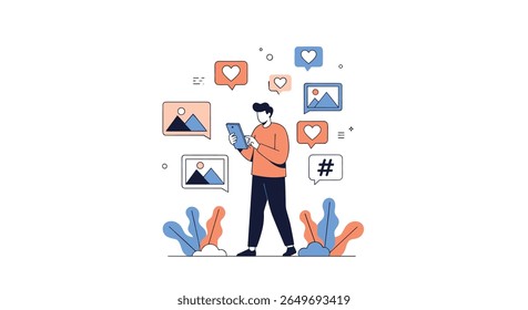 Discovering engaging digital content through mobile devices and social media interactions featuring popular online trends and community engagement
