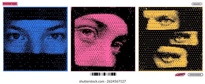 Discovering layers of identity through pixel art in a vibrant, abstract exploration of human emotion and perception