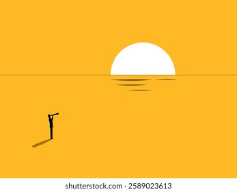 Discovering New Solutions, Businessman Watching Sunrise
