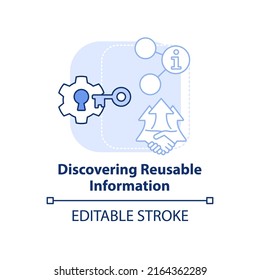 Discovering reusable information light blue concept icon. Risk management advantage abstract idea thin line illustration. Isolated outline drawing. Editable stroke. Arial, Myriad Pro-Bold fonts used