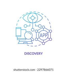 Erkennt das Symbol für blaues Farbverlauf. Innovative Online-Ressourcen. Benutzerfreundlichkeit. Schicht von metaverse abstrakte Idee dünne Linie Illustration. Einzeln Umrisszeichnung. Myriad Pro-Fett-Schriftart verwendet